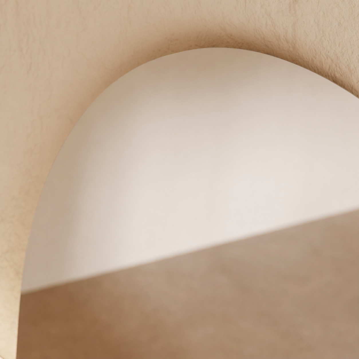Sienna frameless arch mirror 2000 x 1100 polished edge detail, close up