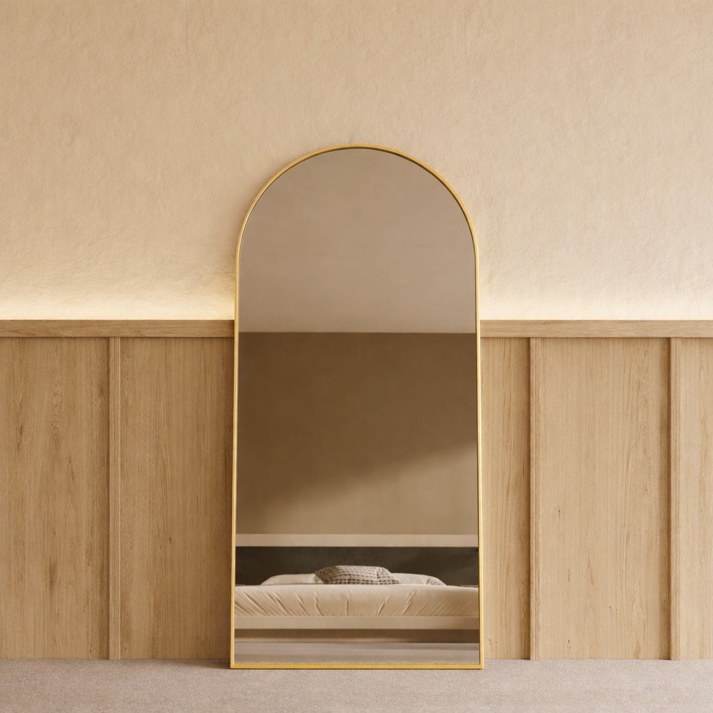 Sienna arch mirror in brushed gold