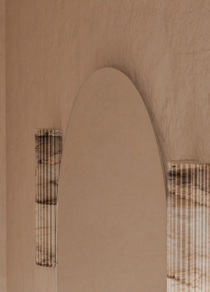 Jasmine frameless round wall mirror 800mm, angled right