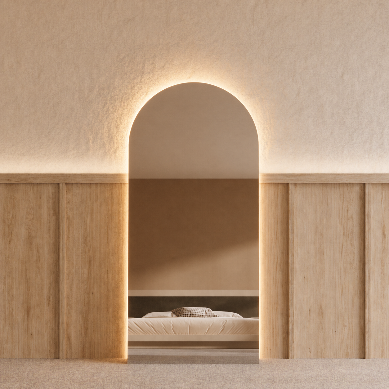 Sienna LED backlit arch mirror 1800 x 850, front view