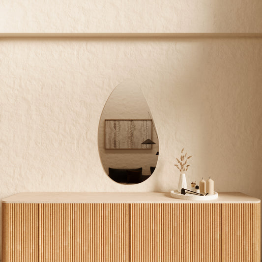 Sofia asymmetric wall mirror 1200 x 700, frameless, front view