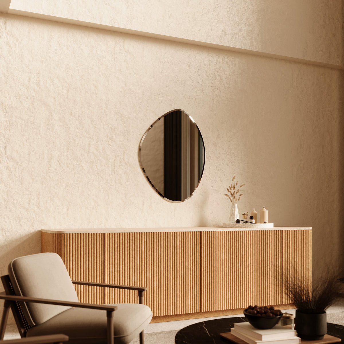 Alessia Bevelled Wall Mirror - 900 x 700 in Bevelled Edge, angled from the left