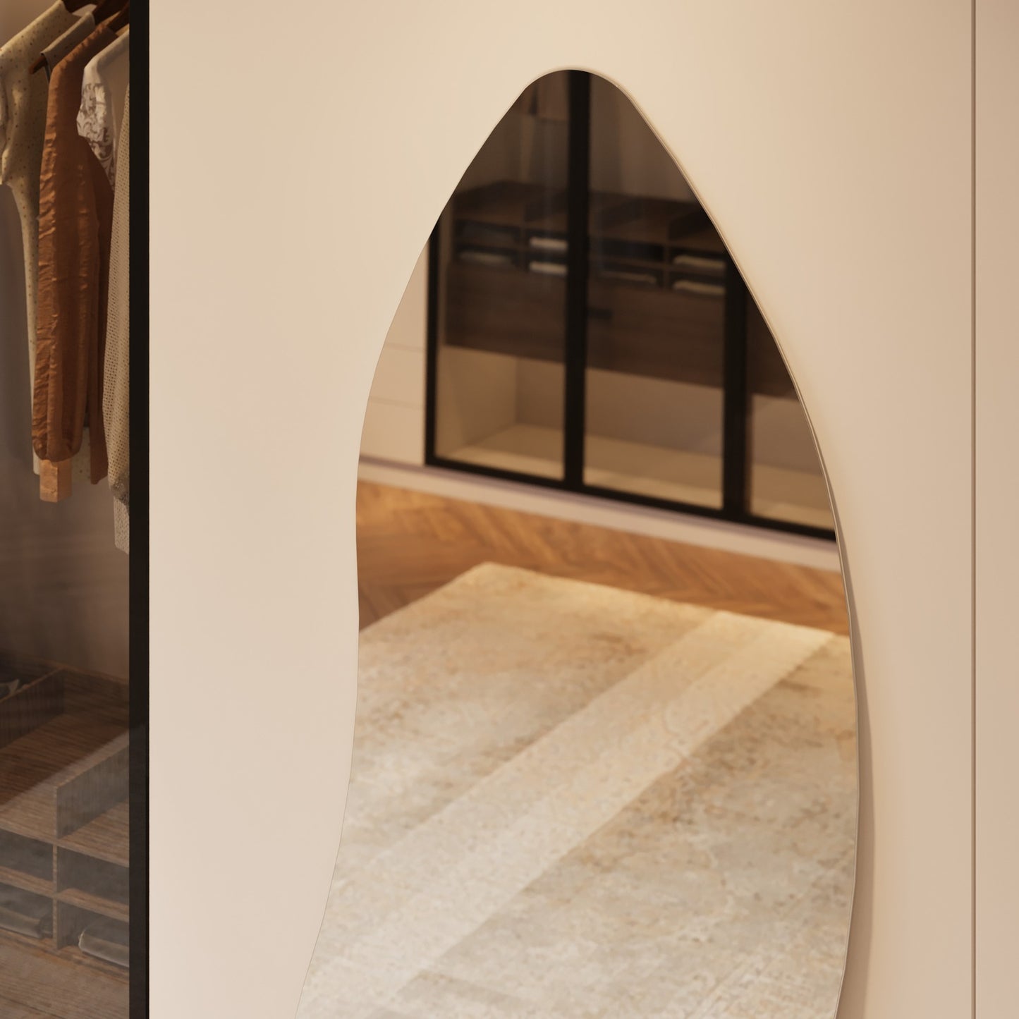 Allira Frameless Full Length Mirror - 1700 x 670 in Frameless, angled from the right