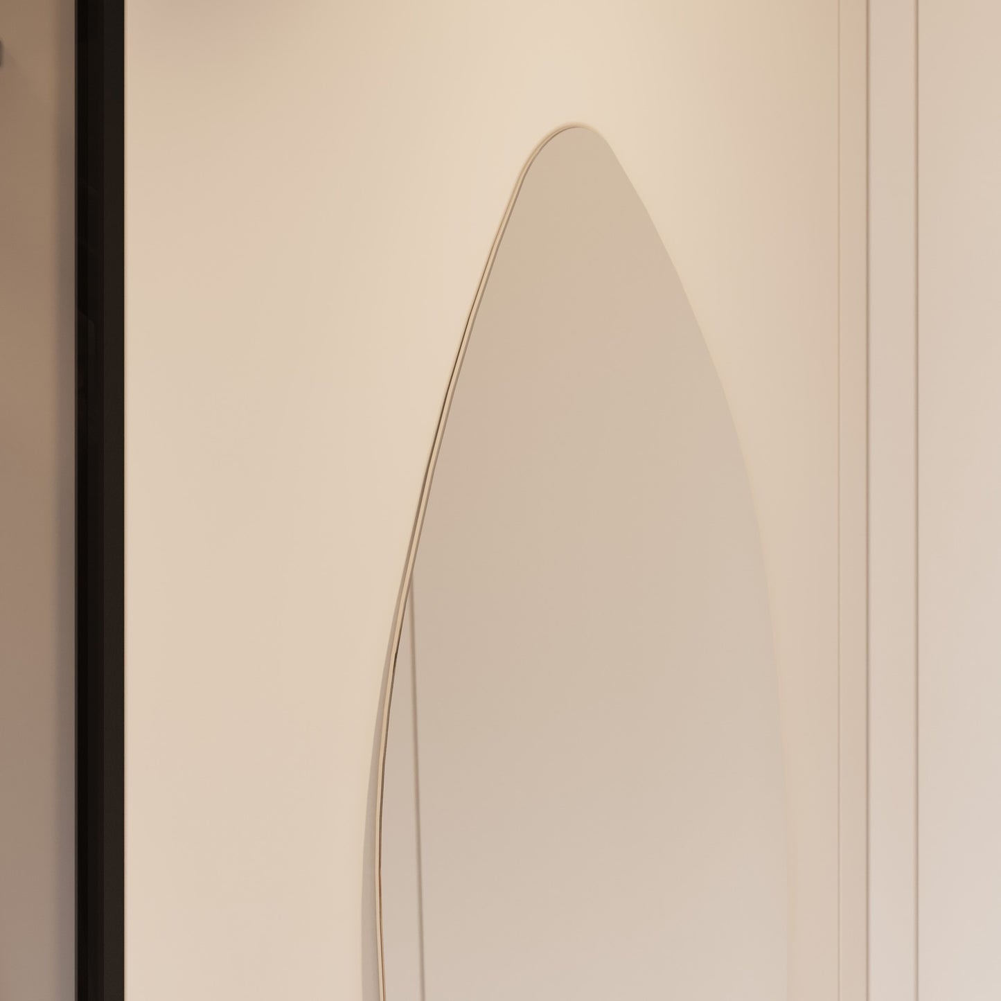 Allira Frameless Full Length Mirror - 1700 x 670 in Frameless, edge and finish detail, close up