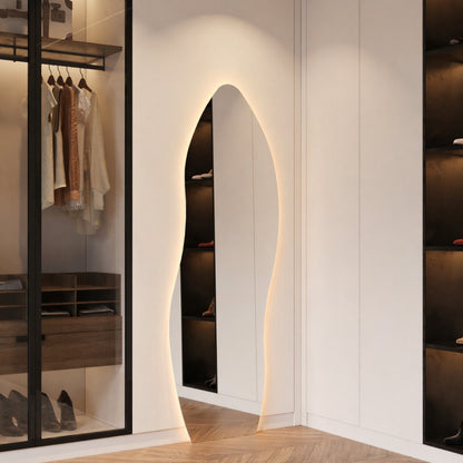 Allira LED Full Length Mirror - 1700 x 670 in Frameless LED, angled from the left