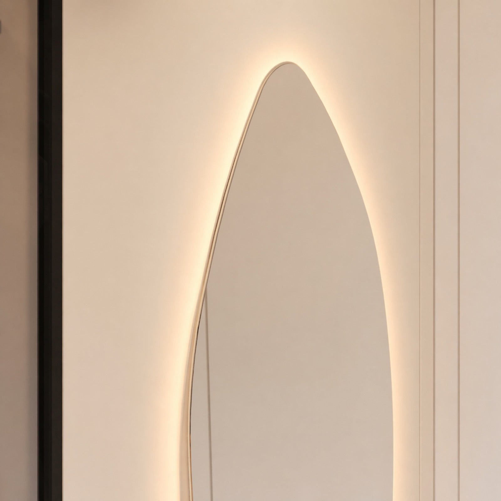 Allira LED Full Length Mirror - 1700 x 670 in Frameless LED, edge and finish detail, close up