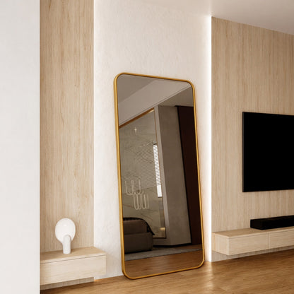 Cecelia Framed Rectangle Mirror - 1800 x 850 in Antique Copper, angled from the left