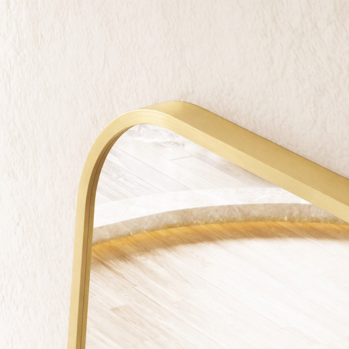 Cecelia Framed Rectangle Mirror - 1800 x 850 in Brushed Gold, edge and finish detail, close up