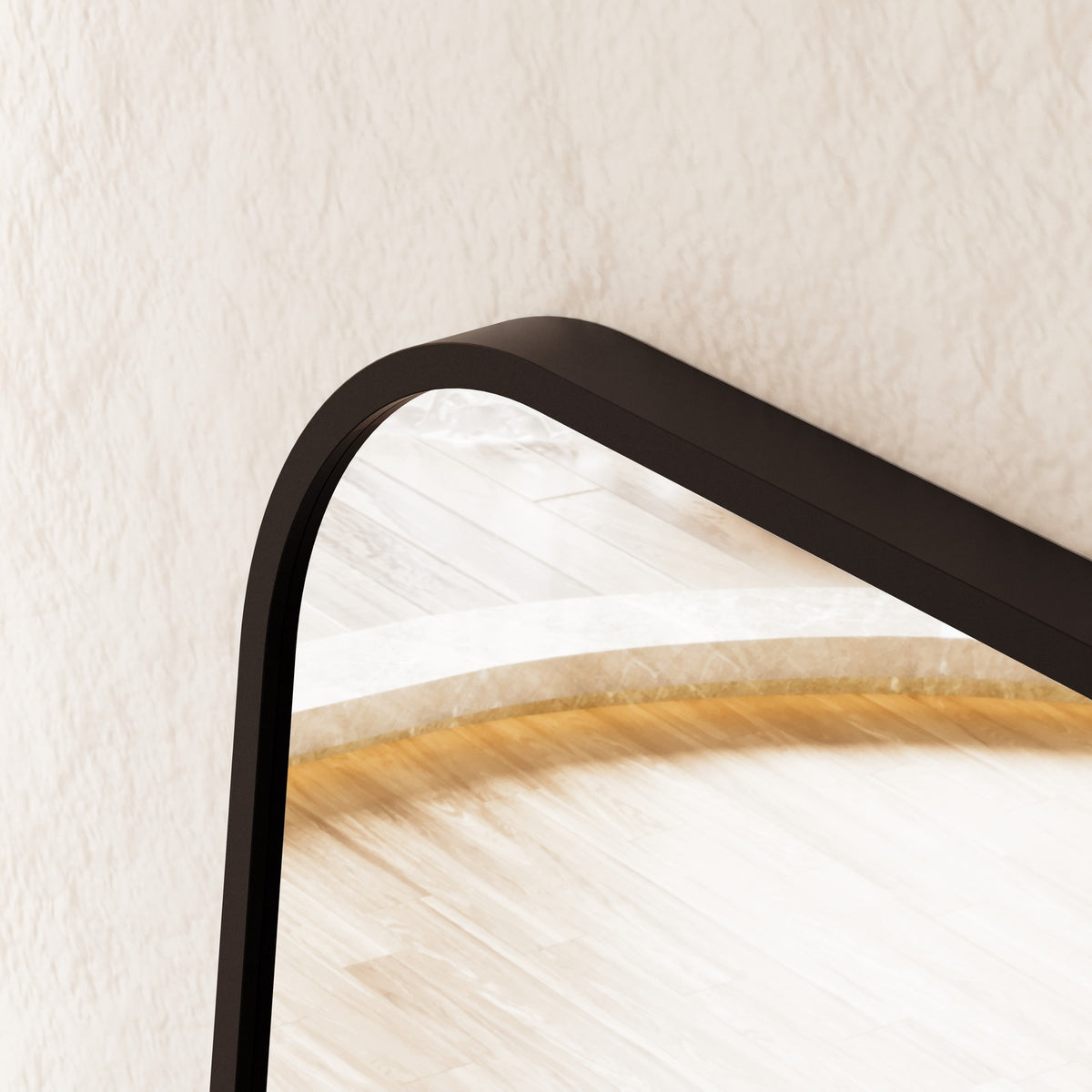 Cecelia Framed Rectangle Mirror - 1800 x 850 in Matte Black, edge and finish detail, close up