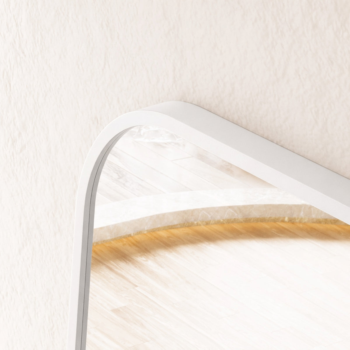 Cecelia Framed Rectangle Mirror - 1800 x 850 in White Satin, edge and finish detail, close up