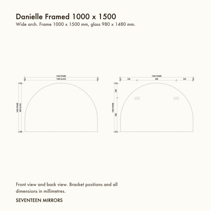 Danielle Framed Wall Mirror - 1000 x 1500 dimensions and mounting drawing