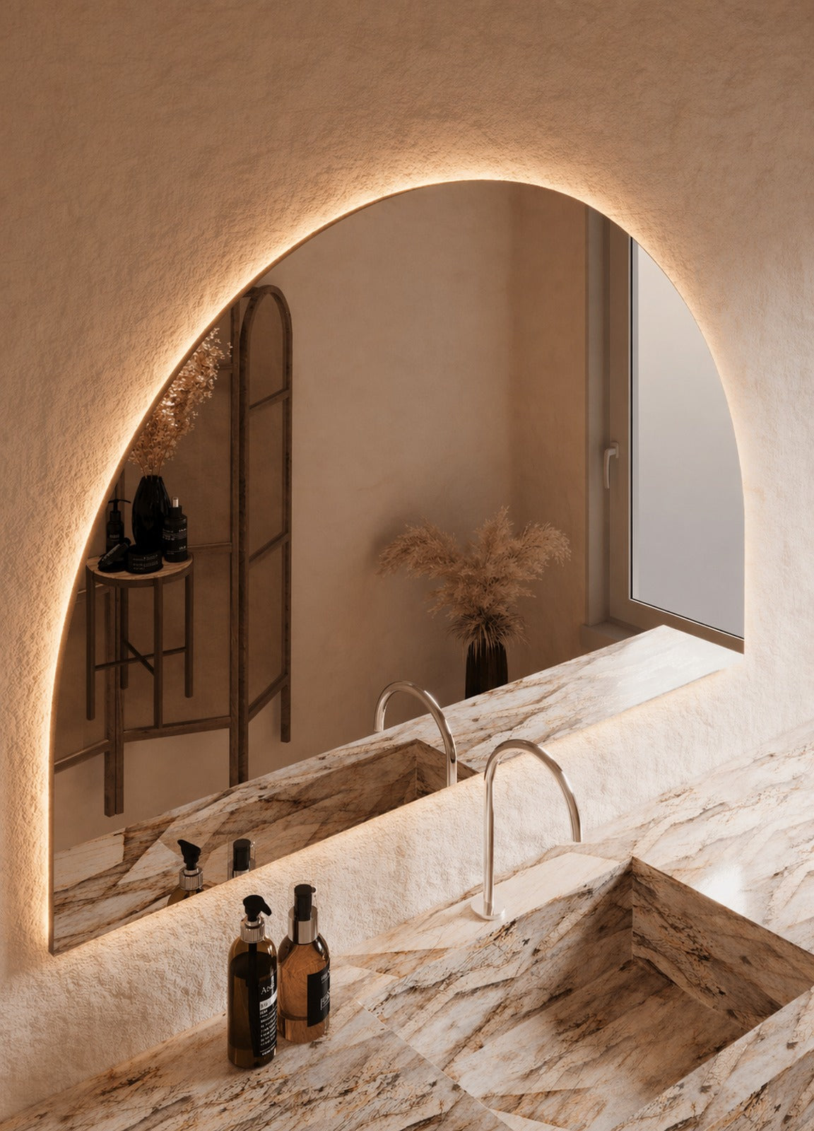 Danielle LED Wall Mirror - 1000 x 1500 in Frameless LED, angled from the left