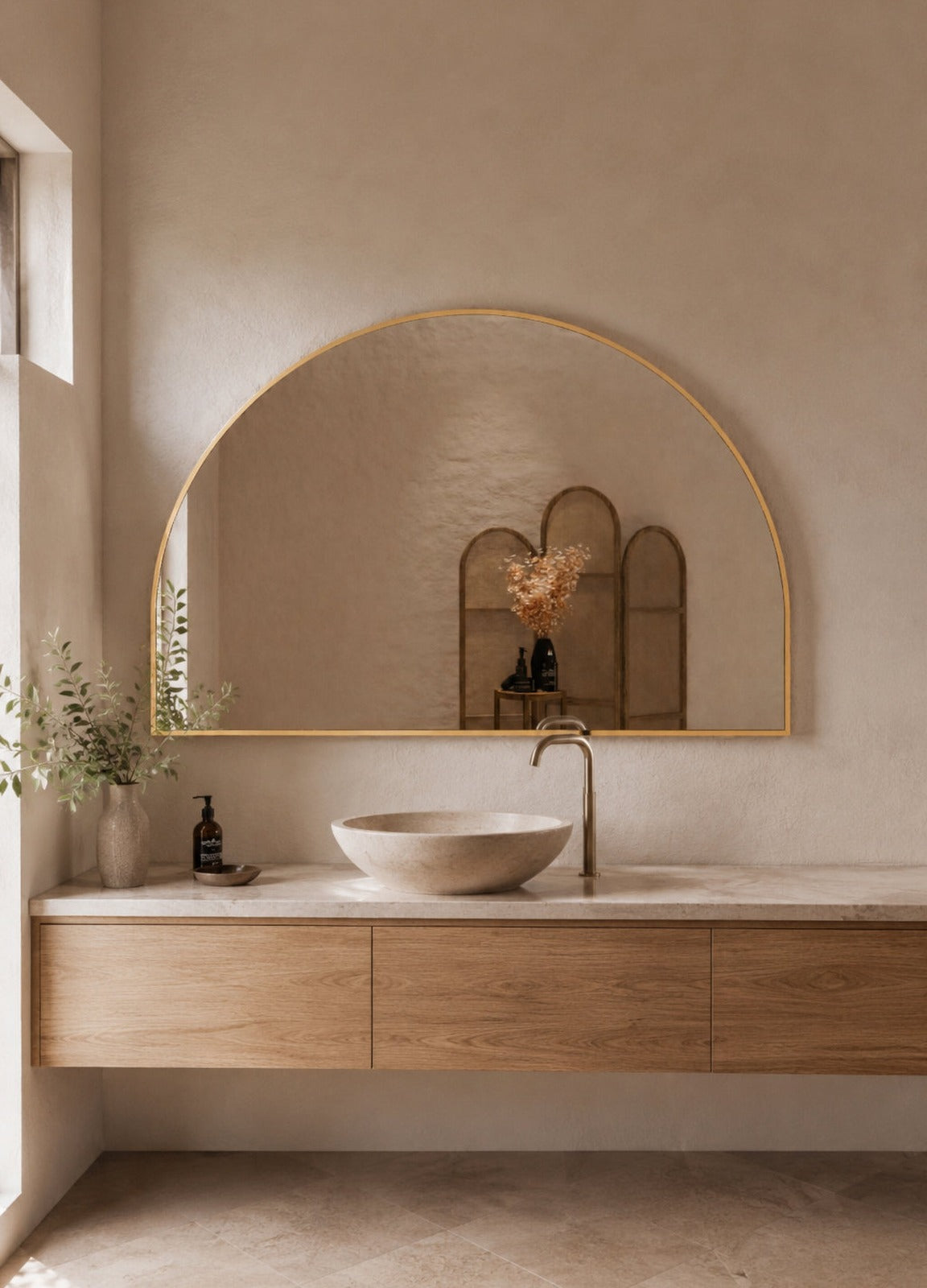 Danielle Framed Wall Mirror - 1000 x 1500 in Brushed Gold, styled in a room