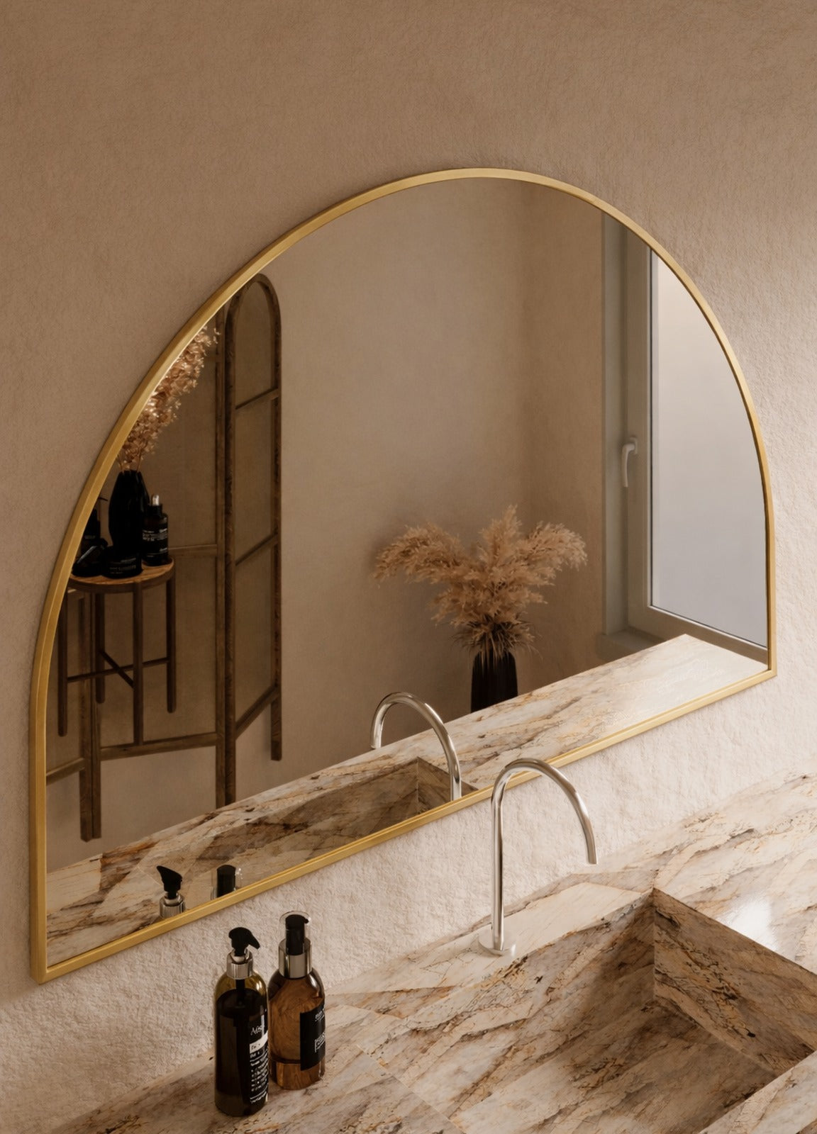 Danielle Framed Wall Mirror - 1000 x 1500 in Brushed Gold, angled from the left