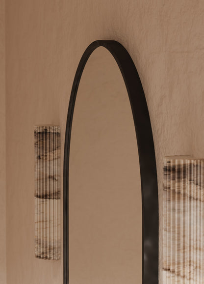 Elena Framed Wall Mirror - 900 x 600 in Matte Black, angled from the right
