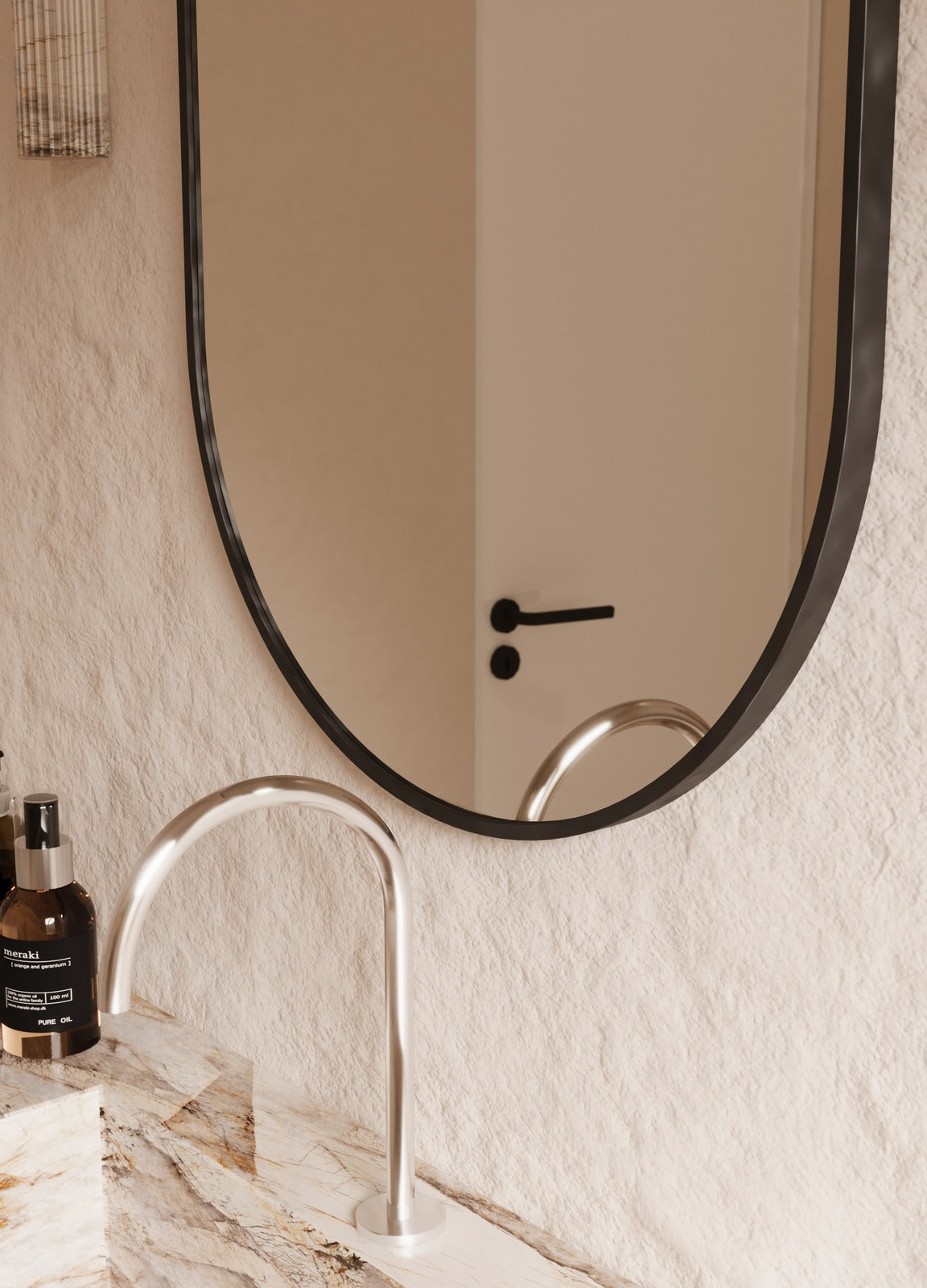 Elena Framed Wall Mirror - 900 x 600 in Matte Black, edge and finish detail, close up