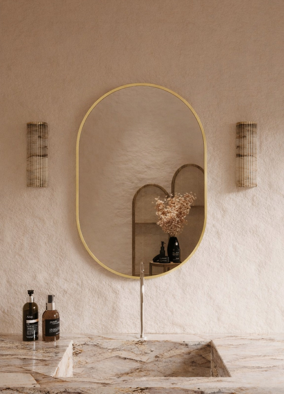 Elena Framed Wall Mirror - 900 x 600 in Brushed Gold, front view