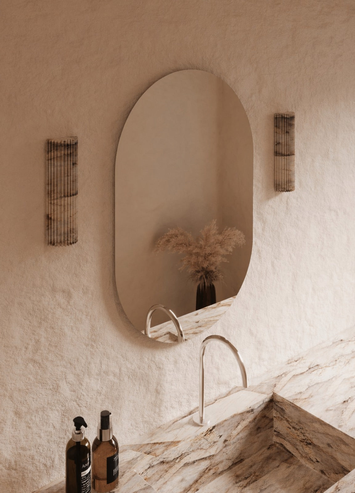 Elena Frameless Wall Mirror - 900 x 600 in Frameless, angled from the left