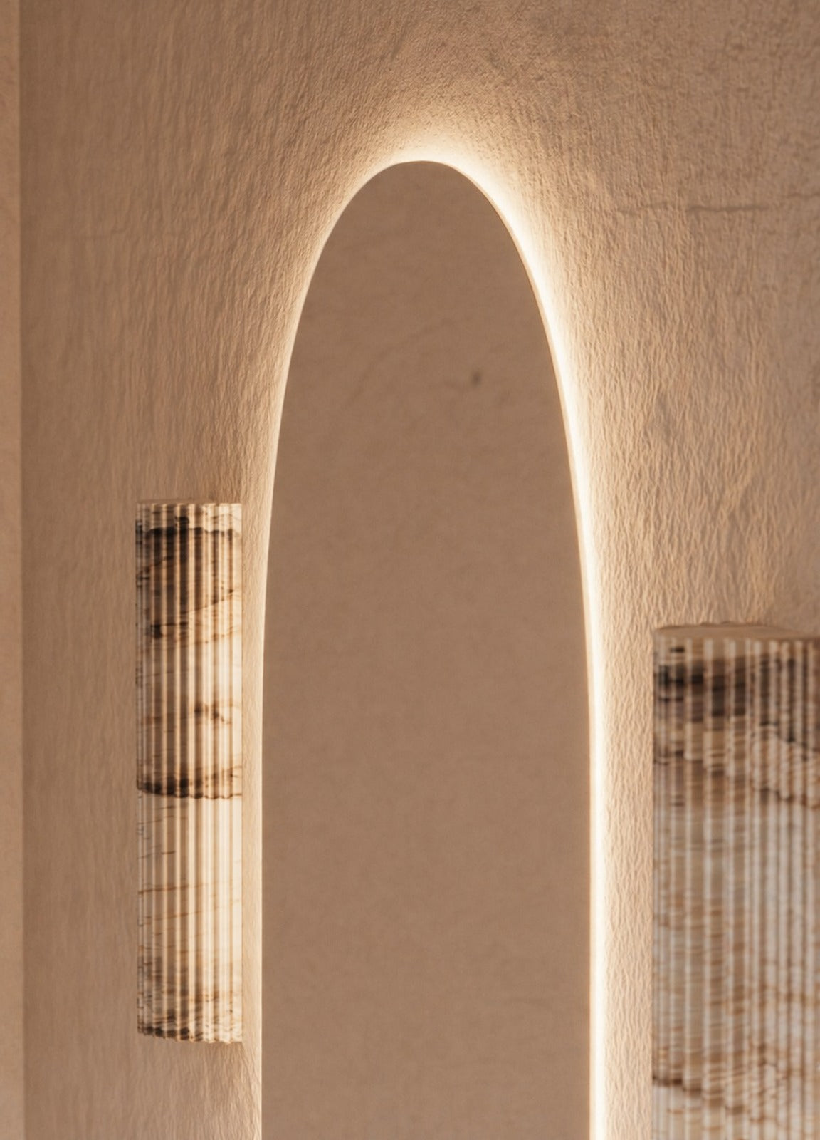 Elena LED Wall Mirror - 900 x 600 in Frameless LED, edge and finish detail, close up