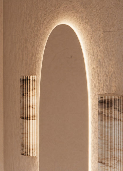 Elena LED Wall Mirror - 900 x 600 in Frameless LED, edge and finish detail, close up