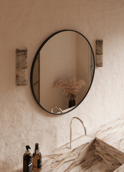 Jasmine Framed Wall Mirror - 800 in Matte Black, angled from the left