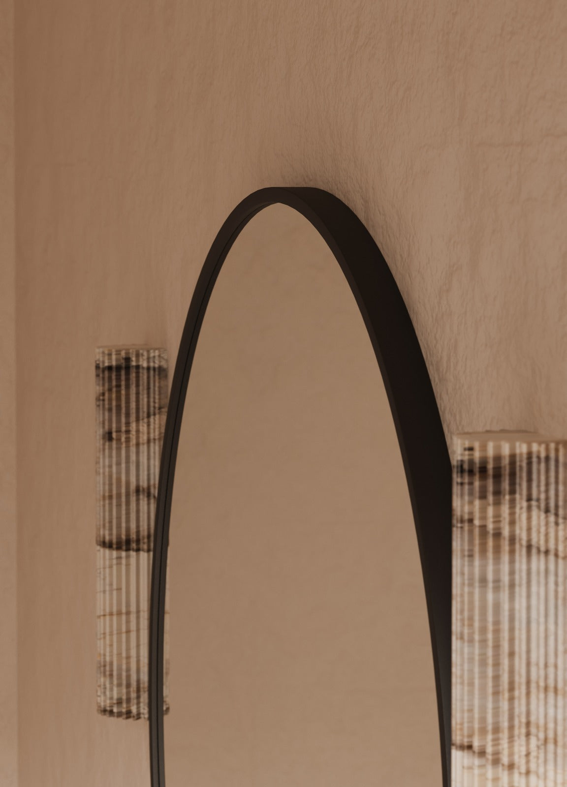 Jasmine Framed Wall Mirror - 800 in Matte Black, angled from the right