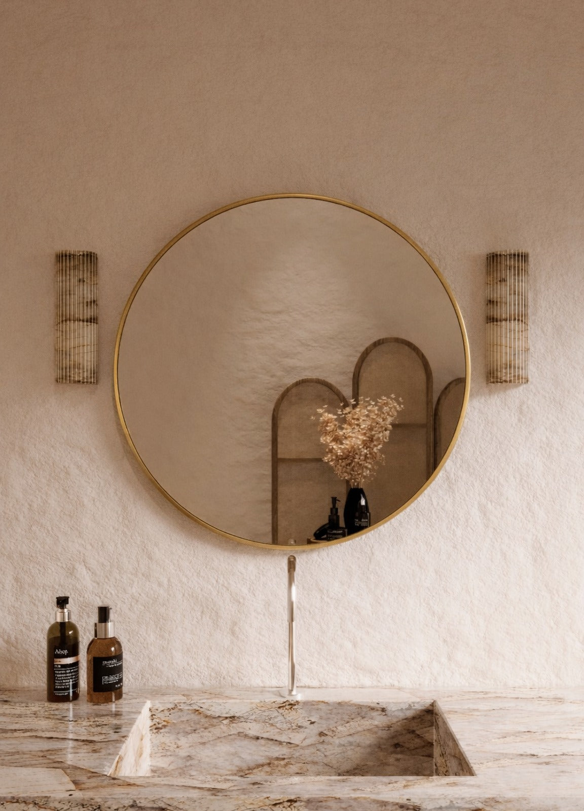Jasmine Framed Wall Mirror - 800 in Brushed Gold, front view