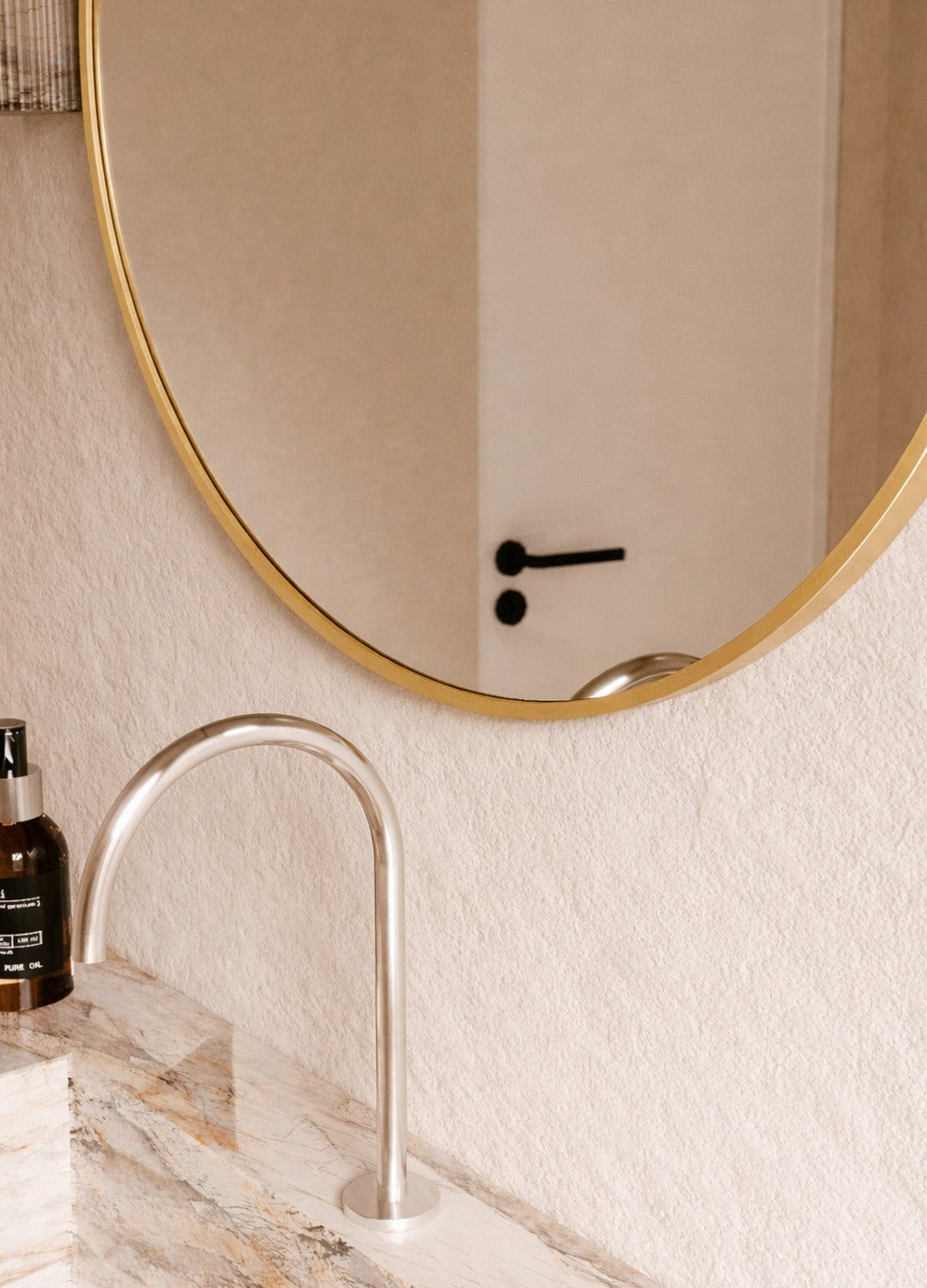 Jasmine Framed Wall Mirror - 800 in Brushed Gold, edge and finish detail, close up