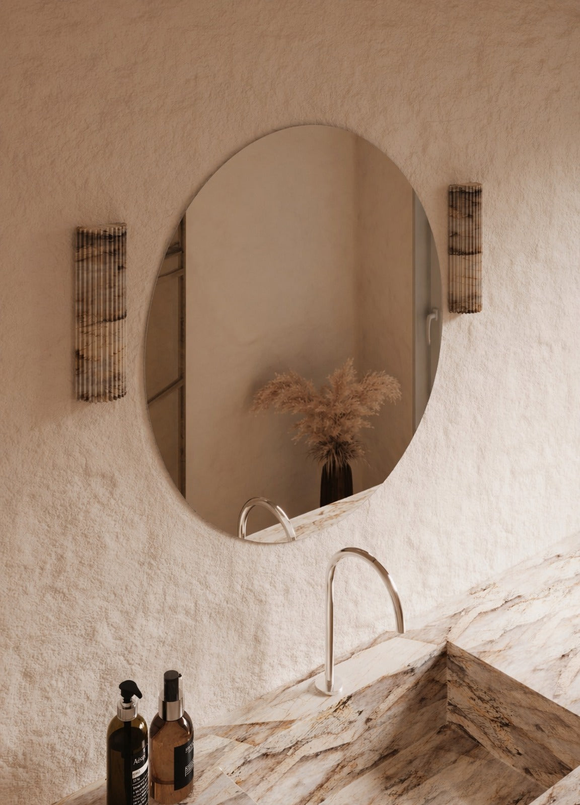 Jasmine Frameless Wall Mirror - 800 in Frameless, angled from the left