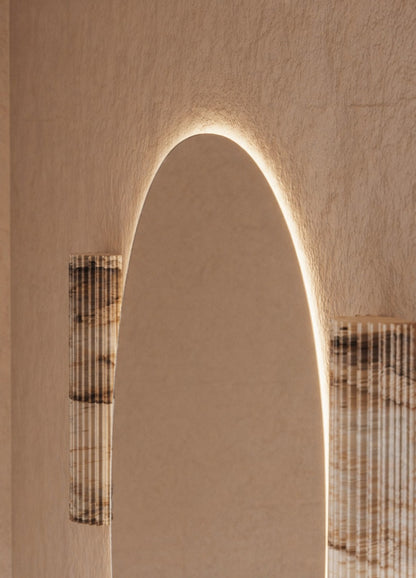 Jasmine LED Wall Mirror - 800 in Frameless LED, angled from the right