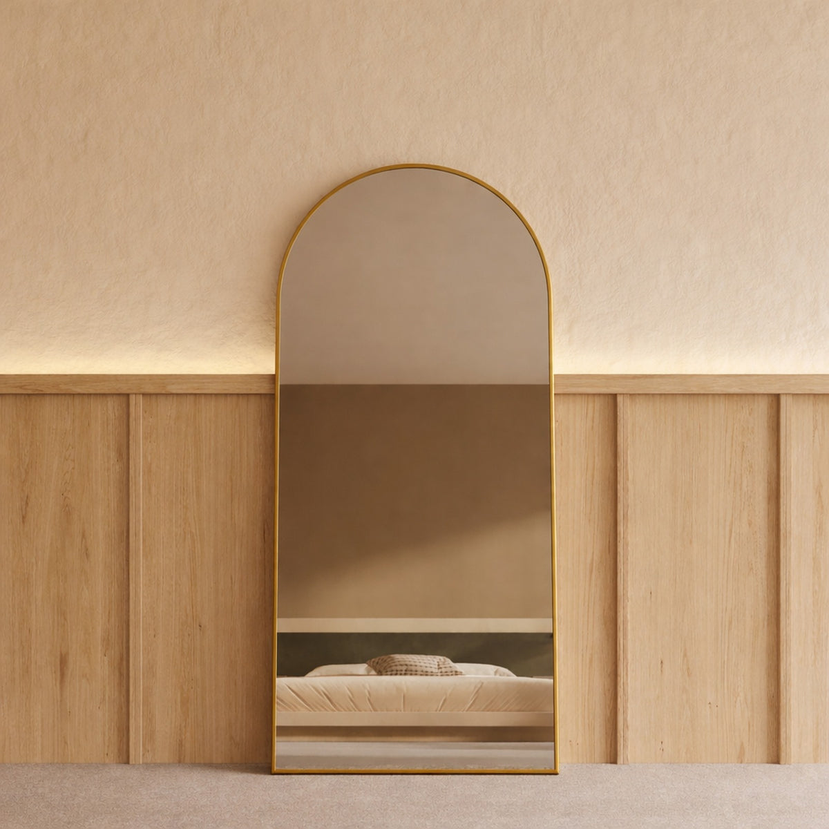 Sienna Framed Arch Mirror - 1800 x 850 in Antique Copper, front view