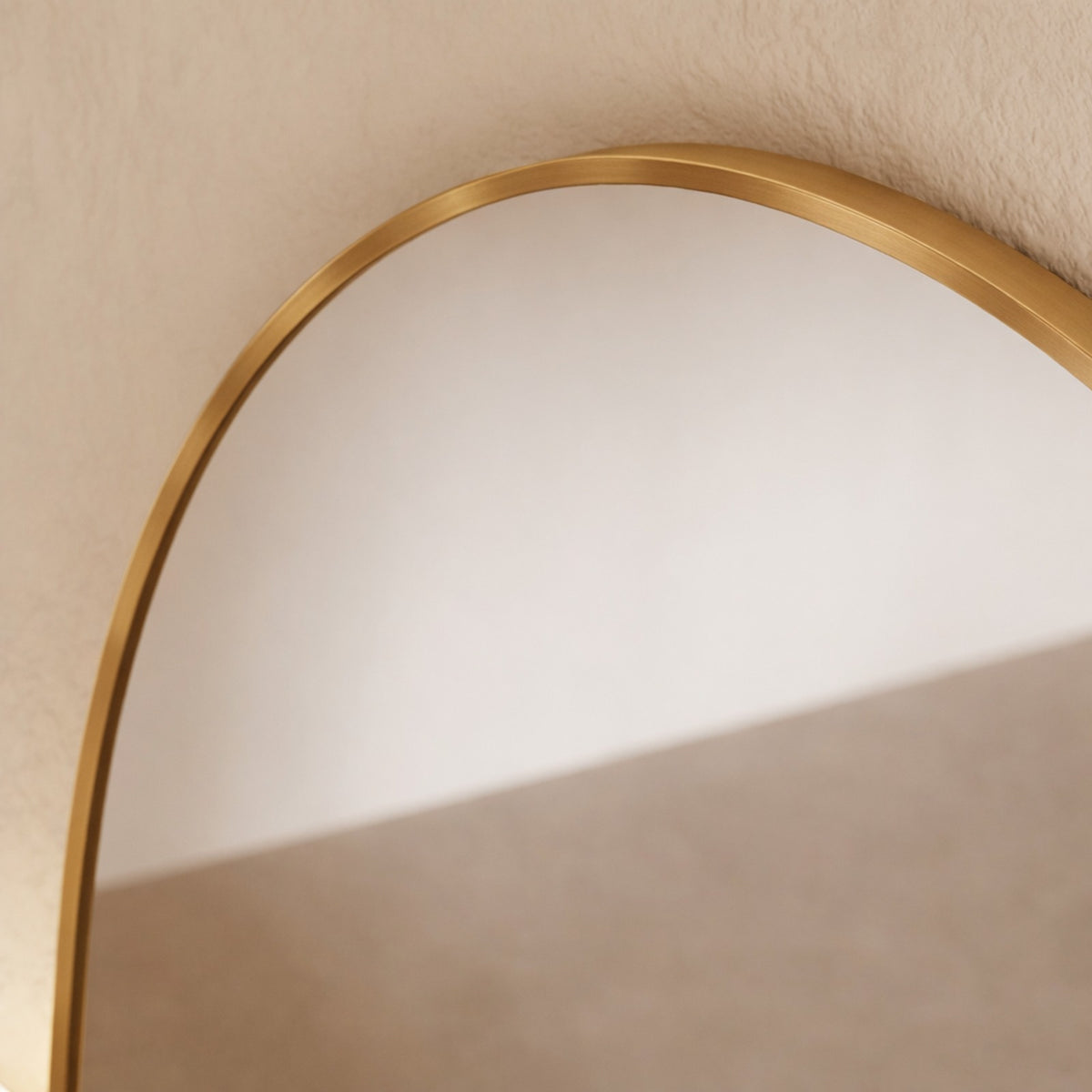 Sienna Framed Arch Mirror - 1800 x 850 in Antique Copper, edge and finish detail, close up