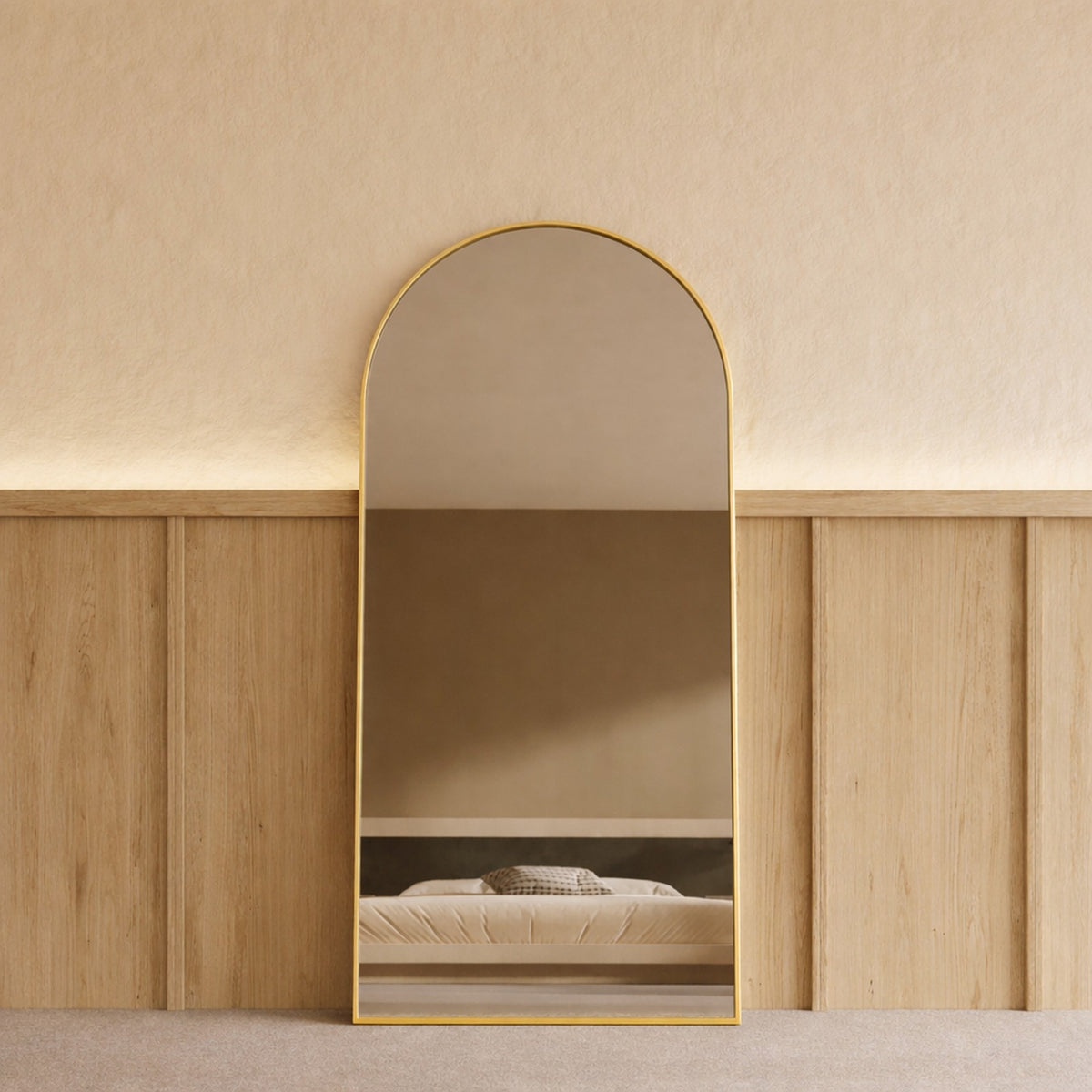 Sienna Framed Arch Mirror - 1800 x 850 in Brushed Gold, front view