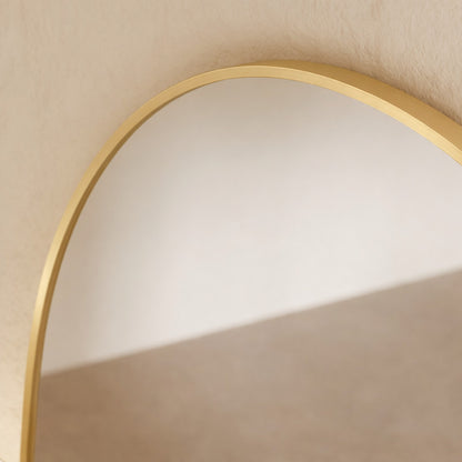Sienna Framed Arch Mirror - 1800 x 850 in Brushed Gold, edge and finish detail, close up
