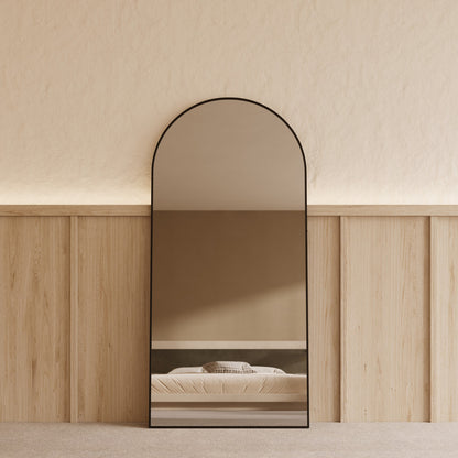 Sienna Framed Arch Mirror - 1800 x 850 in Matte Black, front view
