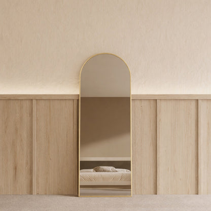 Sienna Framed Arch Mirror - 1700 x 610 in Brushed Gold, front view