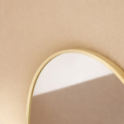 Sienna Framed Arch Mirror - 1700 x 610 in Brushed Gold, edge and finish detail, close up