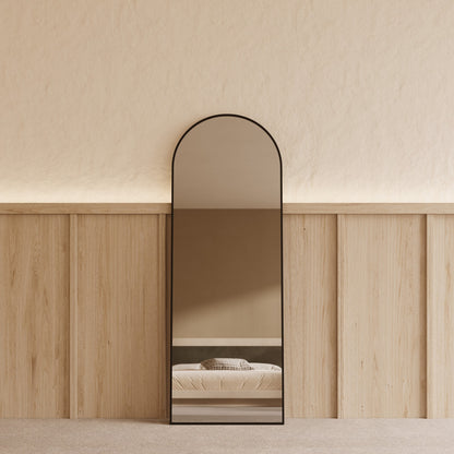 Sienna Framed Arch Mirror - 1700 x 610 in Matte Black, front view