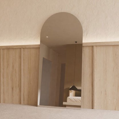 Sienna Frameless Arch Mirror - 1800 x 850 in Frameless, angled from the right