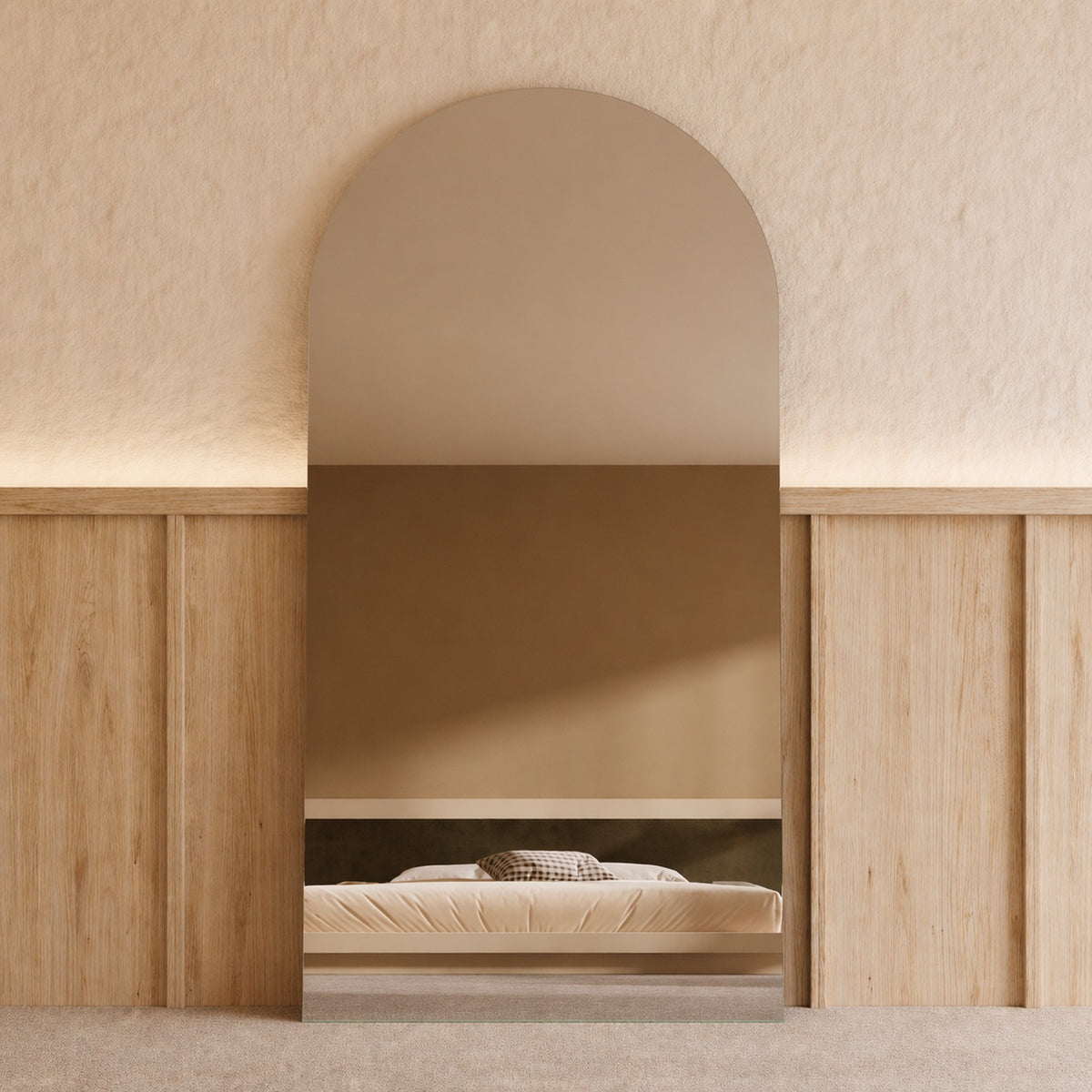 Sienna Frameless Arch Mirror - 2000 x 1100 in Frameless, front view