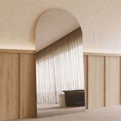 Sienna Frameless Arch Mirror - 2000 x 1100 in Frameless, angled from the left