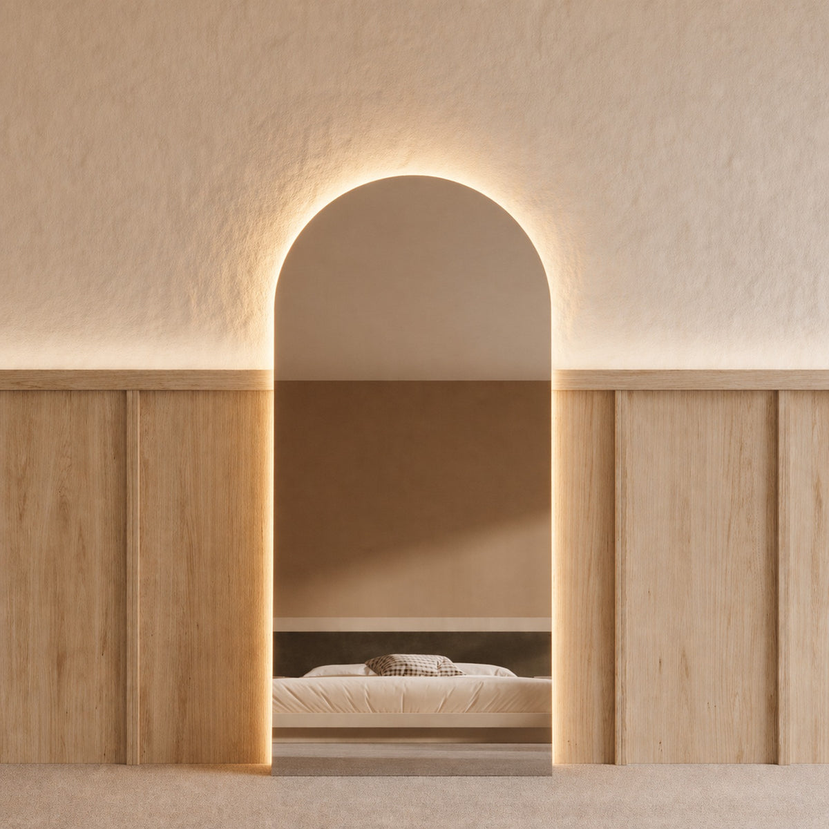 Sienna LED Arch Mirror - 1800 x 850 in Frameless, front view