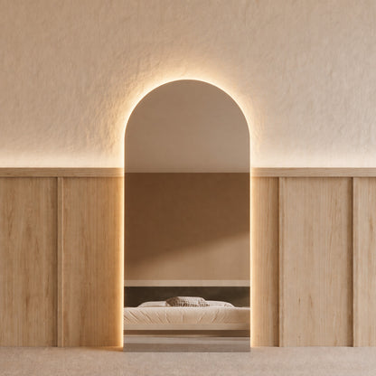 Sienna LED Arch Mirror - 1800 x 850 in Frameless, front view