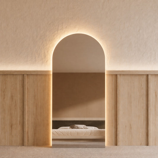 Sienna LED Arch Mirror - 1800 x 850 in Frameless, front view