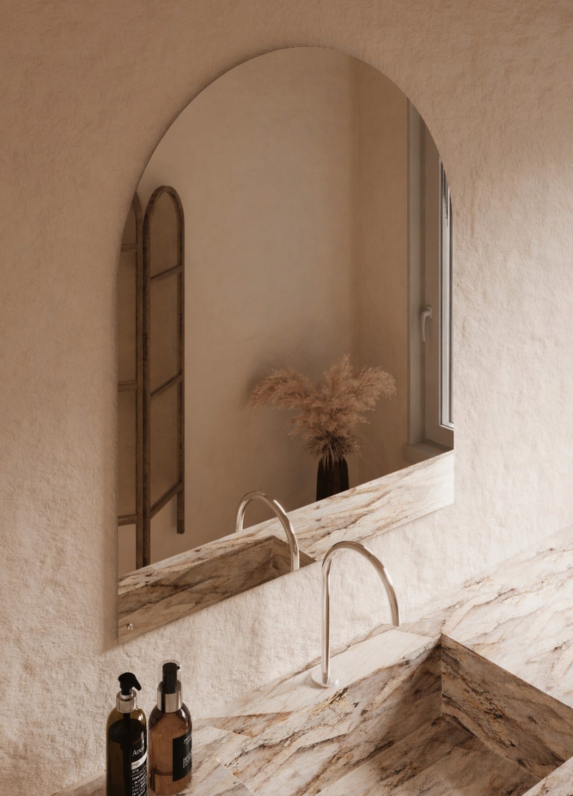 Vittoria Frameless Wall Mirror - 1100 x 900 in Frameless, angled from the left