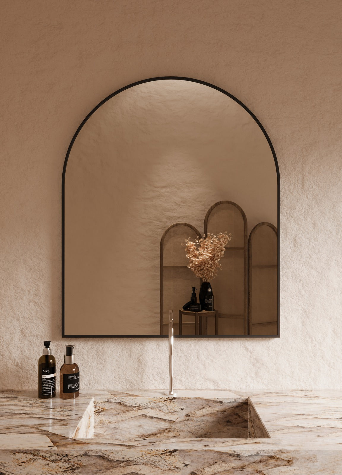 Vittoria Framed Wall Mirror - 1100 x 900 in Matte Black, front view