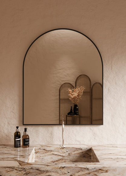 Vittoria Framed Wall Mirror - 1100 x 900 in Matte Black, front view