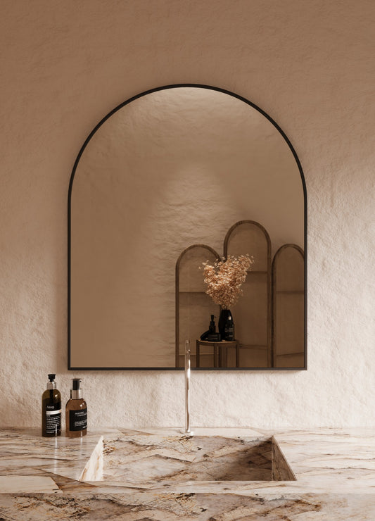 Vittoria Framed Wall Mirror - 1100 x 900 in Matte Black, front view