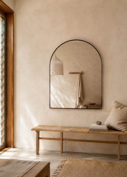 Vittoria Framed Wall Mirror - 1100 x 900 in Matte Black, styled in a room