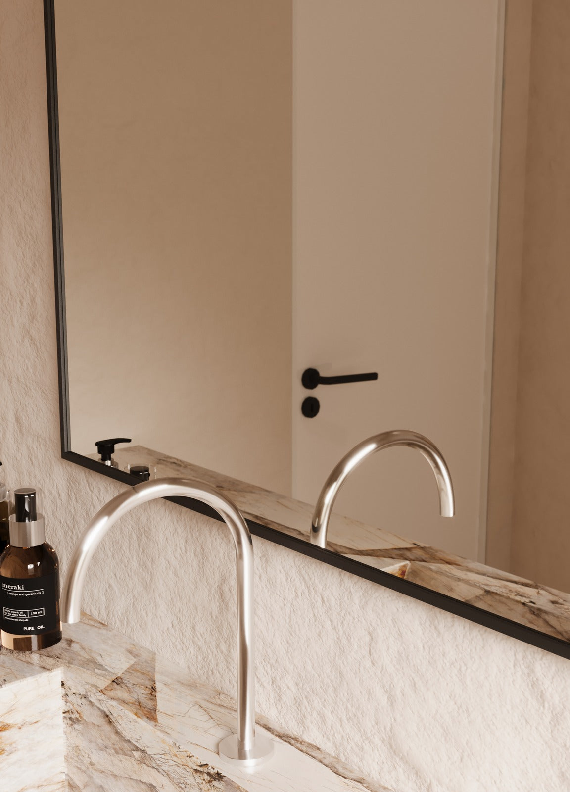 Vittoria Framed Wall Mirror - 1100 x 900 in Matte Black, edge and finish detail, close up
